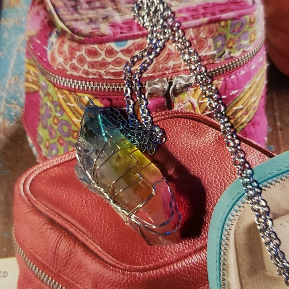 Hand Crafted Jewelry - NEW Wrapped Rainbow Quartz Necklace
